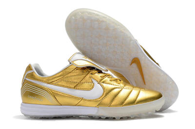 Nike Tiempo Legend 7 Elite R10 TF Low-Tops Football Shoes - Gold/White