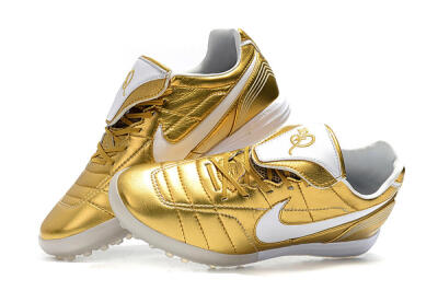 Nike Tiempo Legend 7 Elite R10 TF Low-Tops Football Shoes - Gold/White