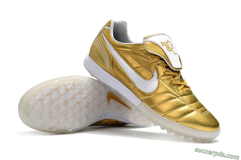 Nike Tiempo Legend 7 Elite R10 TF Low-Tops Football Shoes - Gold/White 4