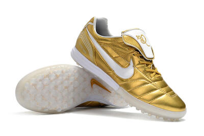Nike Tiempo Legend 7 Elite R10 TF Low-Tops Football Shoes - Gold/White