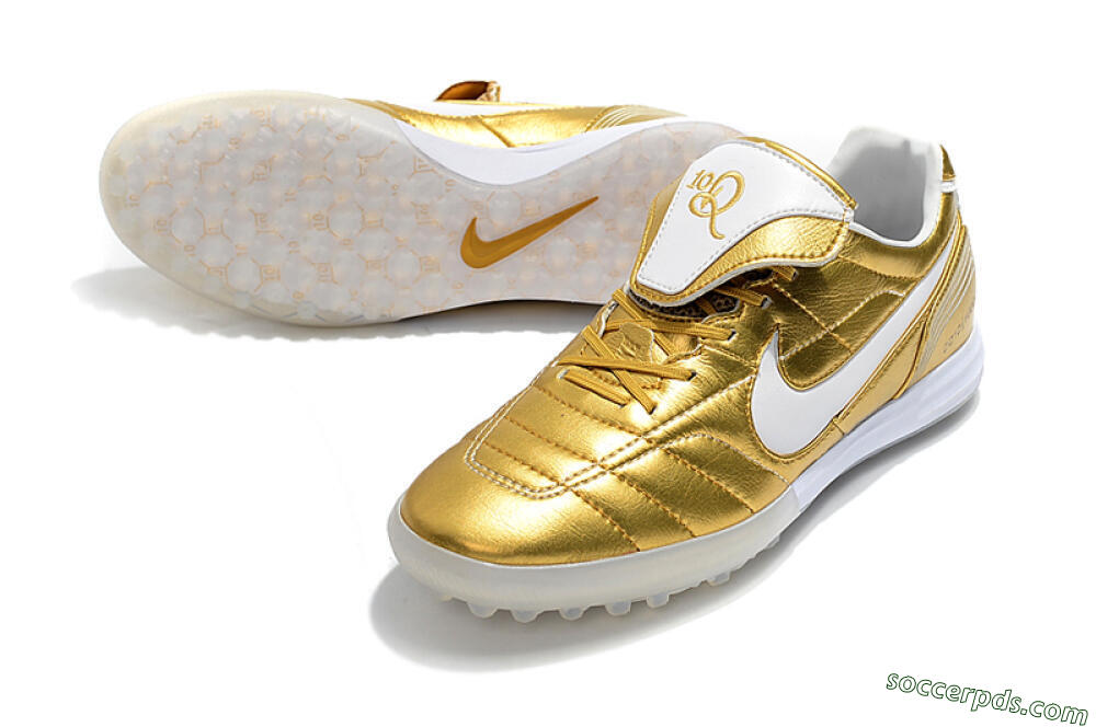 Nike Tiempo Legend 7 Elite R10 TF Low-Tops Football Shoes - Gold/White 3