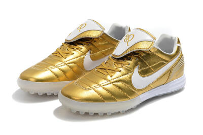 Nike Tiempo Legend 7 Elite R10 TF Low-Tops Football Shoes - Gold/White