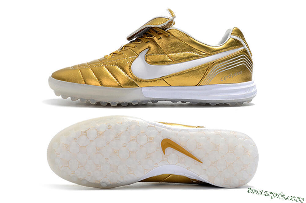 Nike Tiempo Legend 7 Elite R10 TF Low-Tops Football Shoes - Gold/White 0