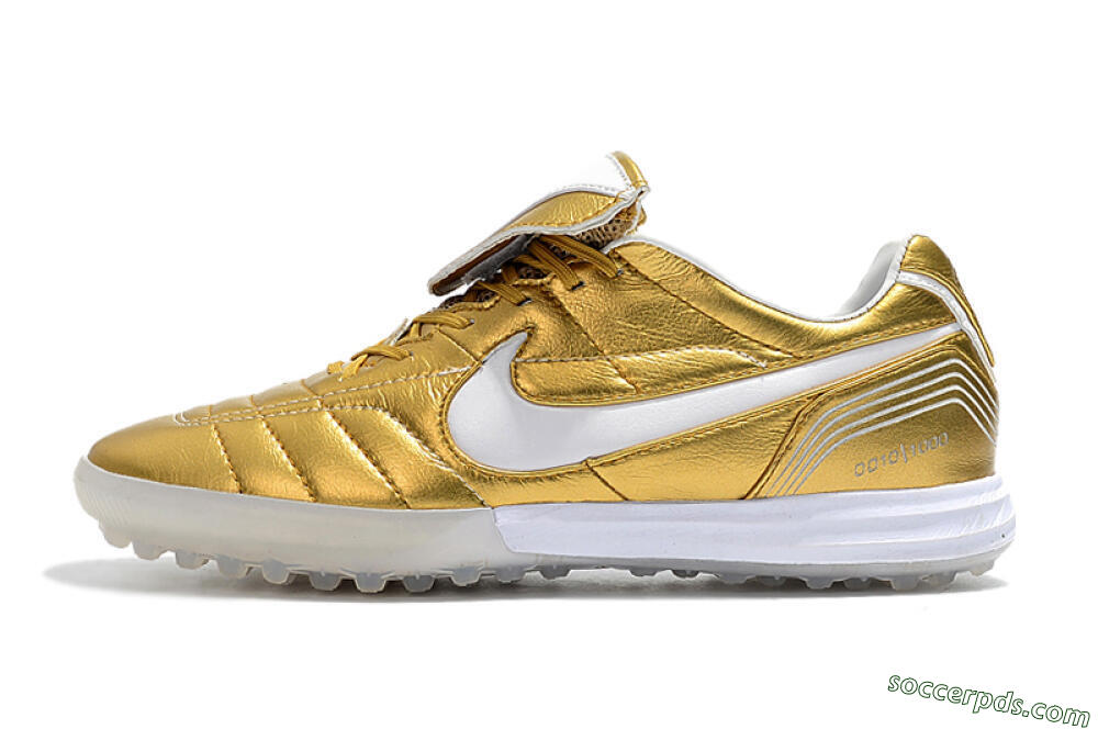 Nike Tiempo Legend 7 Elite R10 TF Low-Tops Football Shoes - Gold/White 2