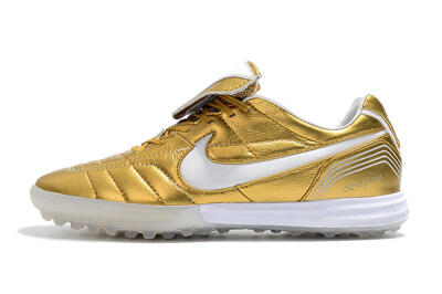 Nike Tiempo Legend 7 Elite R10 TF Low-Tops Football Shoes - Gold/White