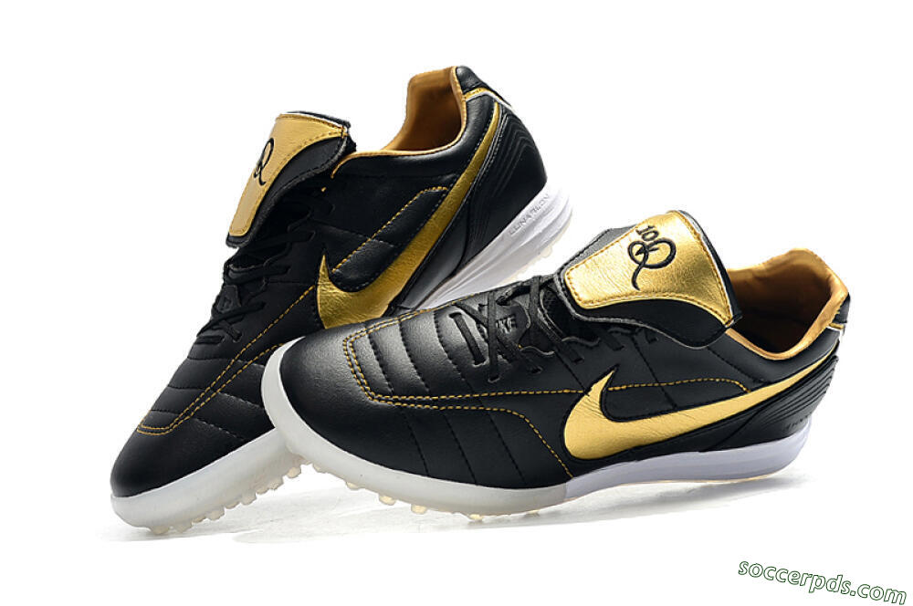 Nike Tiempo Legend 7 Elite R10 TF Low-Tops Football Shoes - Black/Gold/White 6