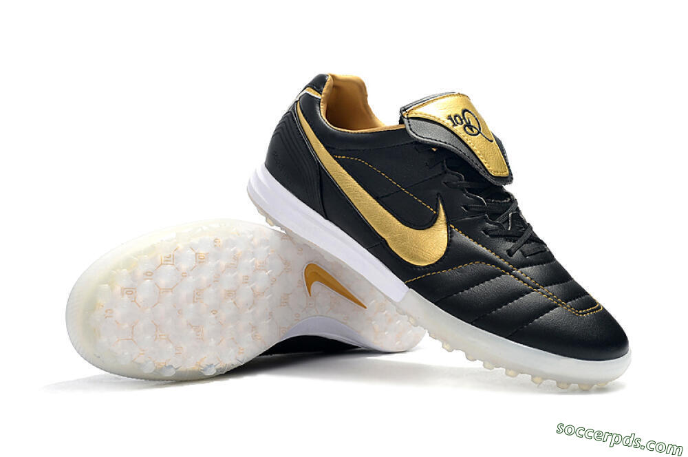 Nike Tiempo Legend 7 Elite R10 TF Low-Tops Football Shoes - Black/Gold/White 4