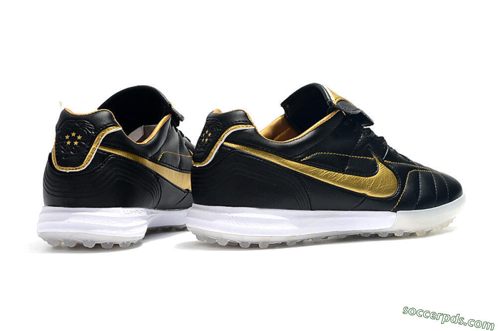 Nike Tiempo Legend 7 Elite R10 TF Low-Tops Football Shoes - Black/Gold/White 9