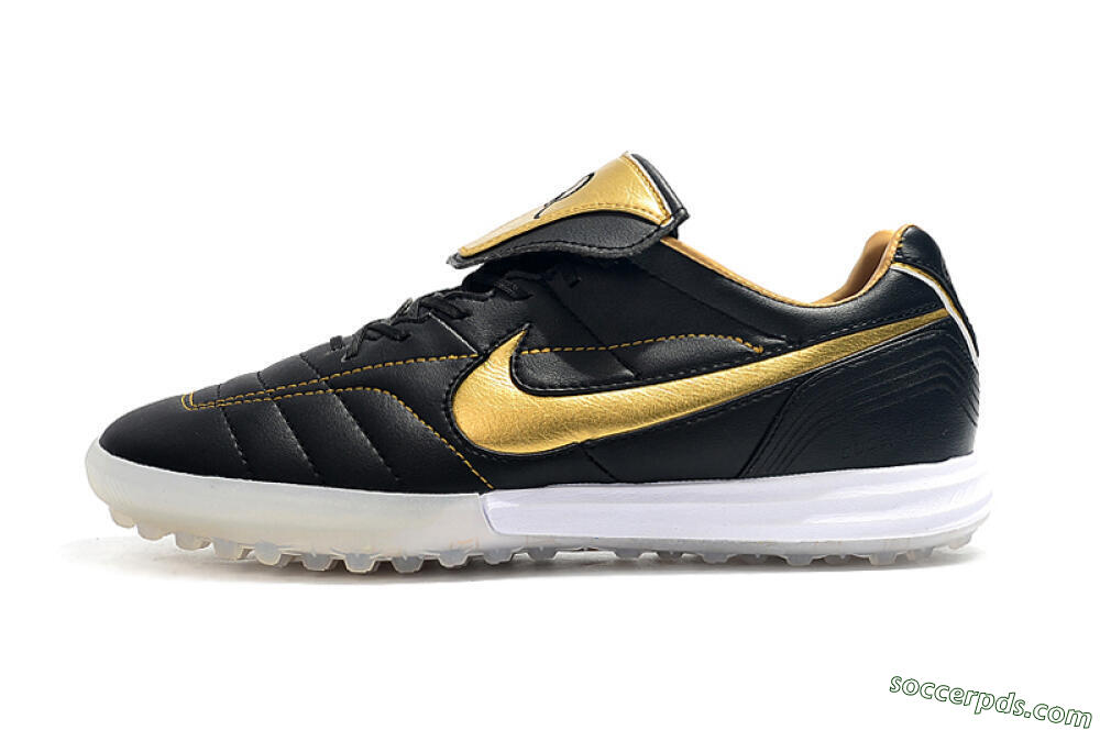 Nike Tiempo Legend 7 Elite R10 TF Low-Tops Football Shoes - Black/Gold/White 2