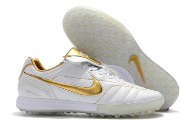 Nike Tiempo Legend 7 Elite R10 TF Low-Tops Football Shoes - White/Gold