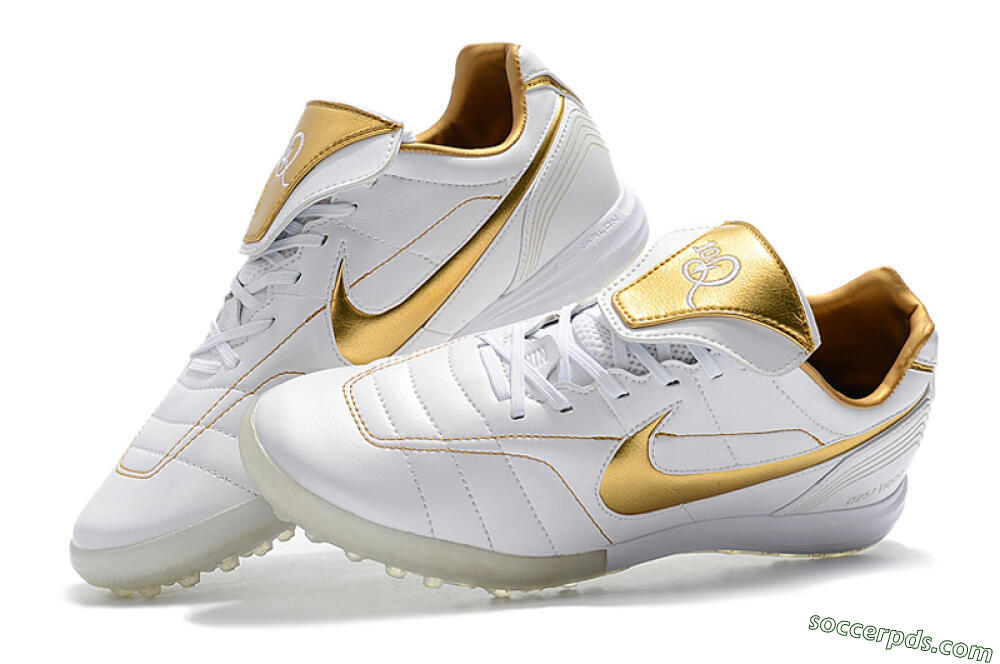 Nike Tiempo Legend 7 Elite R10 TF Low-Tops Football Shoes - White/Gold 6