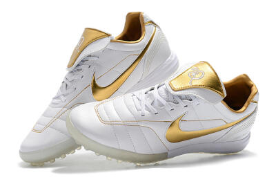 Nike Tiempo Legend 7 Elite R10 TF Low-Tops Football Shoes - White/Gold