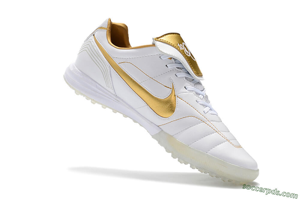 Nike Tiempo Legend 7 Elite R10 TF Low-Tops Football Shoes - White/Gold 7