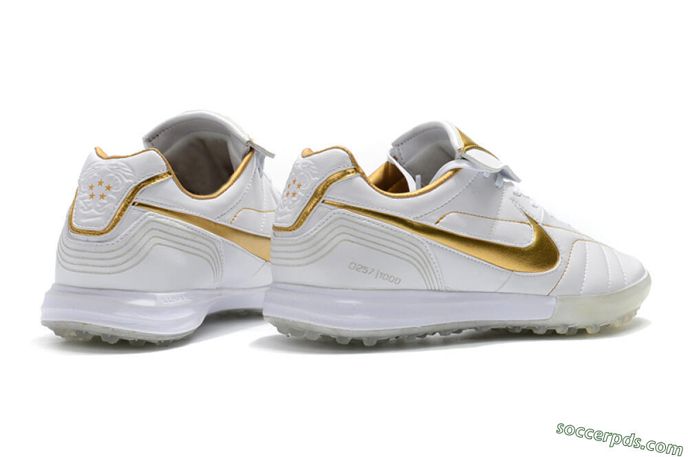 Nike Tiempo Legend 7 Elite R10 TF Low-Tops Football Shoes - White/Gold 9