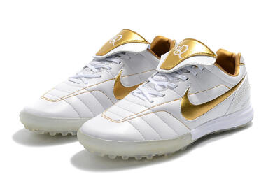 Nike Tiempo Legend 7 Elite R10 TF Low-Tops Football Shoes - White/Gold