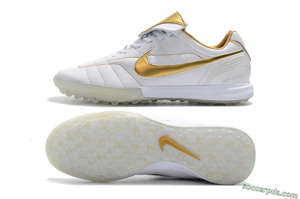 Nike Tiempo Legend 7 Elite R10 TF Low-Tops Football Shoes - White/Gold 0