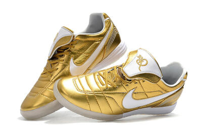 Nike Tiempo Legend 7 Elite R10 IC Low-Tops Football Shoes - Gold/White
