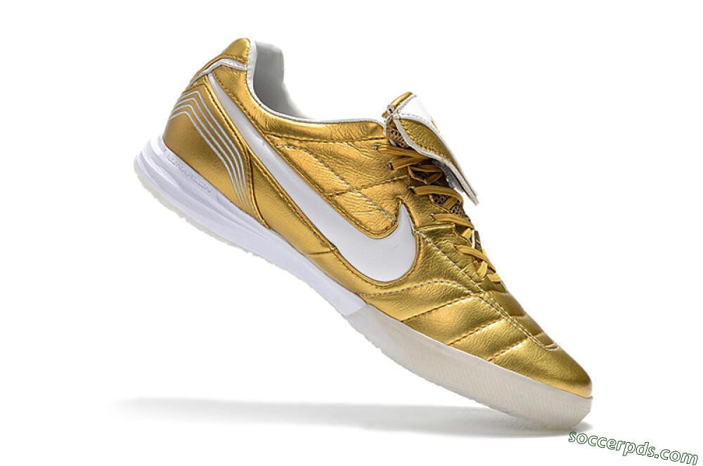 Nike Tiempo Legend 7 Elite R10 IC Low-Tops Football Shoes - Gold/White 7
