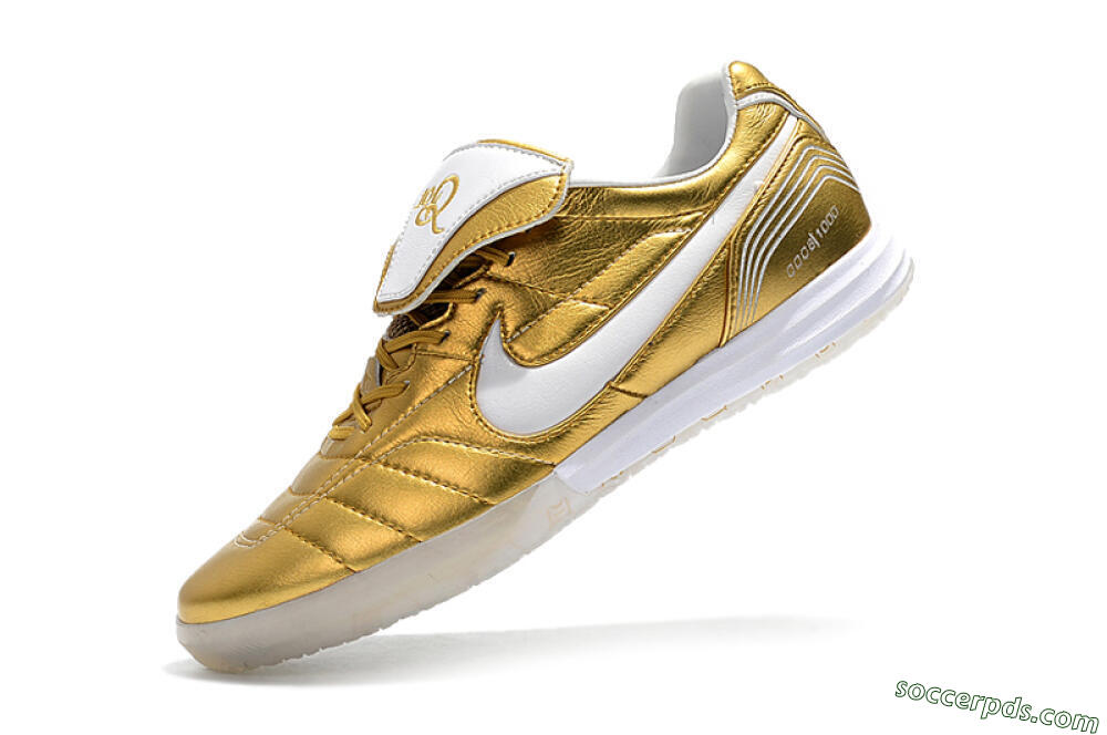 Nike Tiempo Legend 7 Elite R10 IC Low-Tops Football Shoes - Gold/White 8