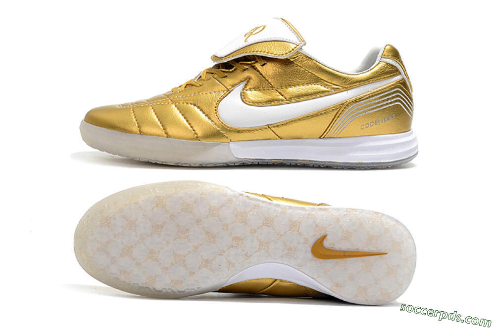 Nike Tiempo Legend 7 Elite R10 IC Low-Tops Football Shoes - Gold/White 0