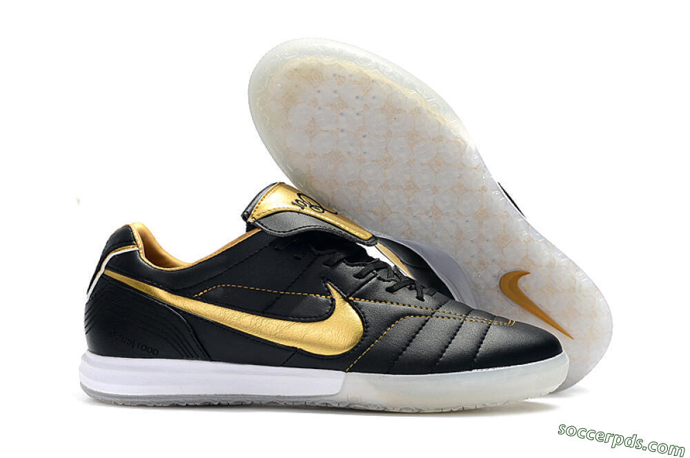 Nike Tiempo Legend 7 Elite R10 IC Low-Tops Football Shoes - Black/Gold/White 1