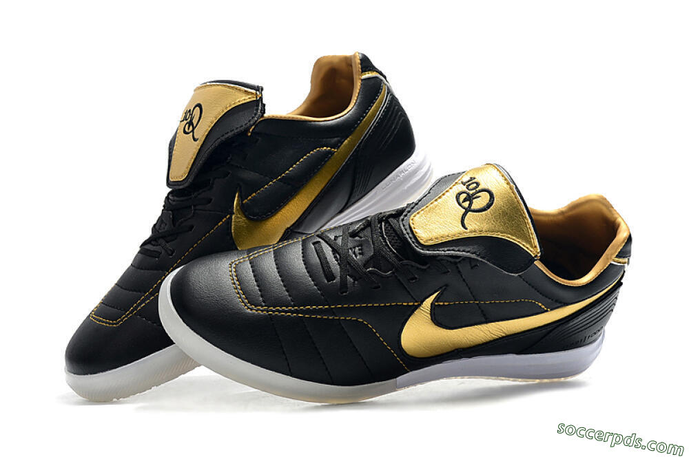 Nike Tiempo Legend 7 Elite R10 IC Low-Tops Football Shoes - Black/Gold/White 6