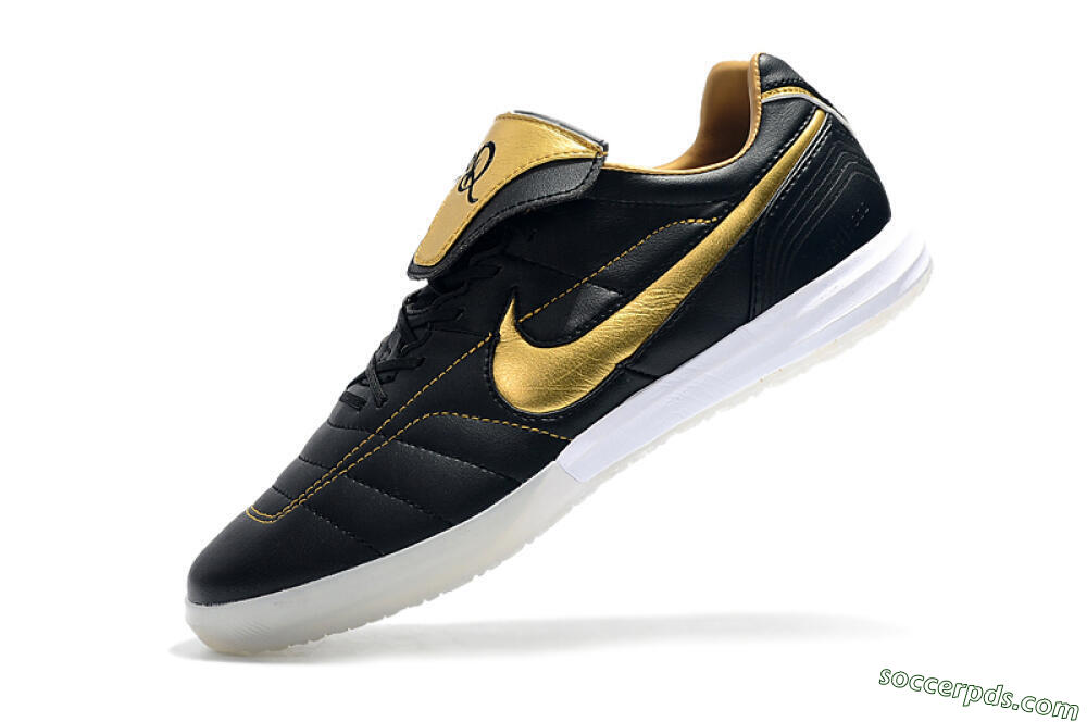 Nike Tiempo Legend 7 Elite R10 IC Low-Tops Football Shoes - Black/Gold/White 8