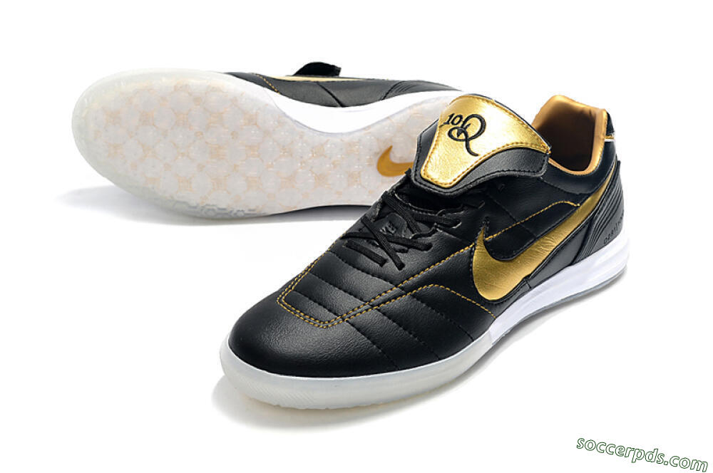 Nike Tiempo Legend 7 Elite R10 IC Low-Tops Football Shoes - Black/Gold/White 3