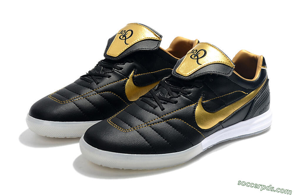 Nike Tiempo Legend 7 Elite R10 IC Low-Tops Football Shoes - Black/Gold/White 5