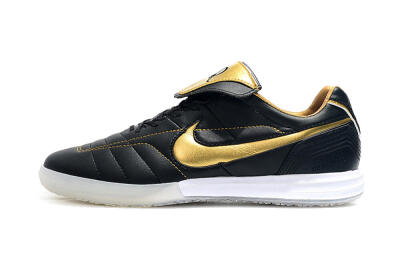Nike Tiempo Legend 7 Elite R10 IC Low-Tops Football Shoes - Black/Gold/White