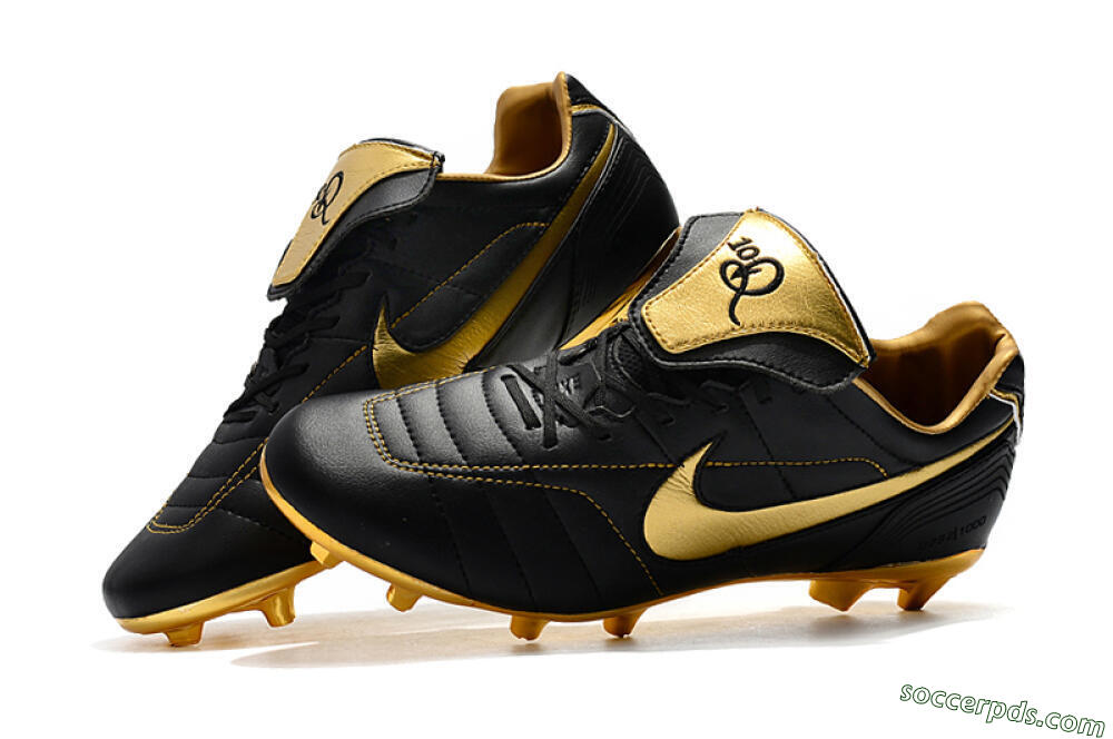 Nike Tiempo Legend 7 Elite R10 FG Low-Tops Football Boots - Black/Gold 6