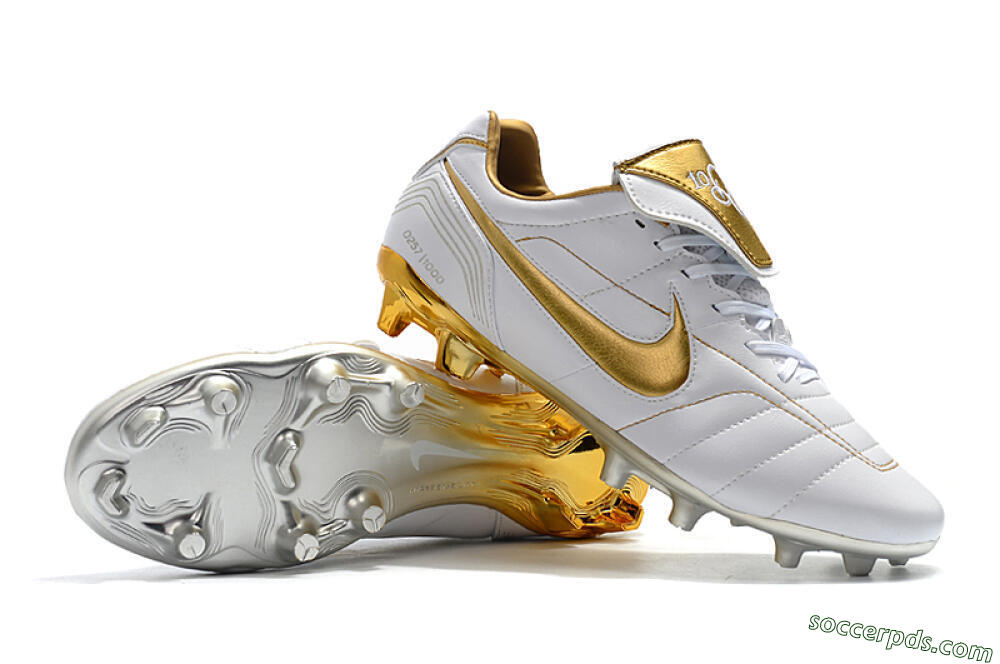 Nike Tiempo Legend 7 Elite R10 FG Low-Tops Football Boots - White/Gold 4