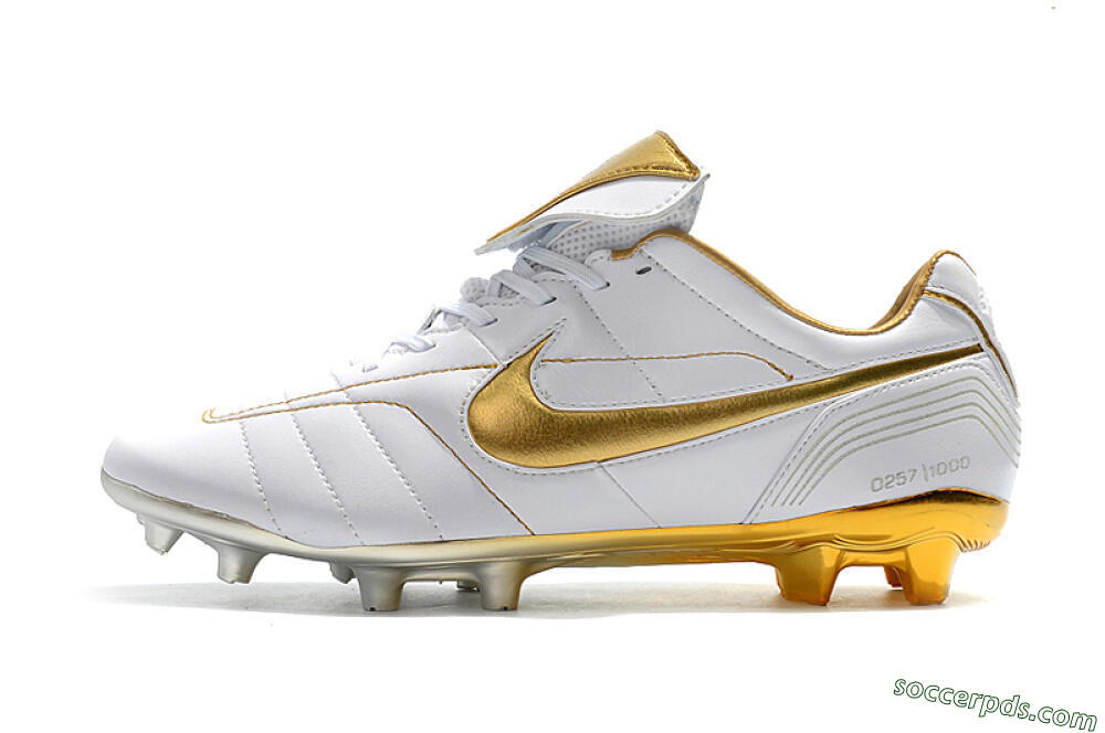 Nike Tiempo Legend 7 Elite R10 FG Low-Tops Football Boots - White/Gold 2