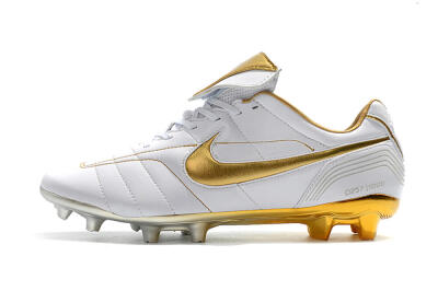 Nike Tiempo Legend 7 Elite R10 FG Low-Tops Football Boots - White/Gold