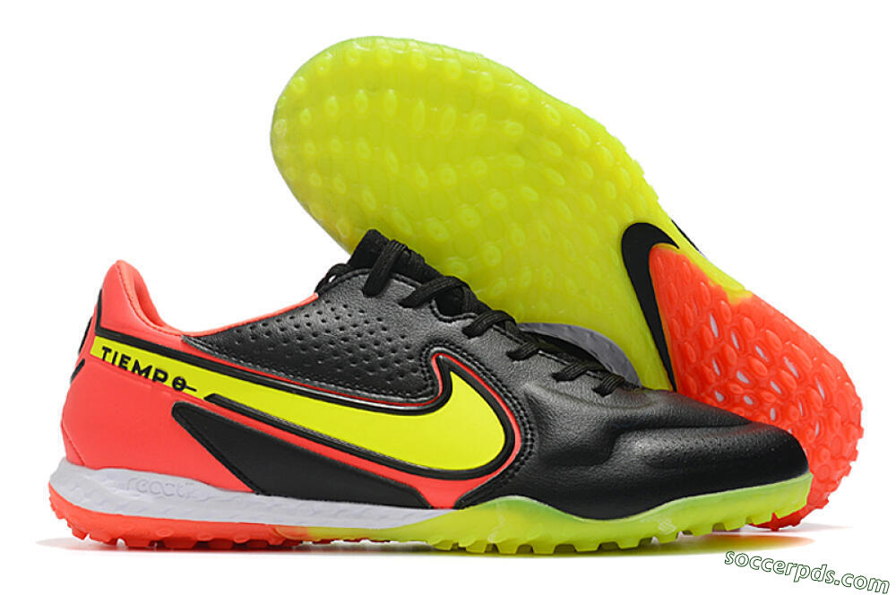 Nike React Tiempo Legend 9 Pro TF Low-Tops Football Shoes - Black/Yellow/Red 1