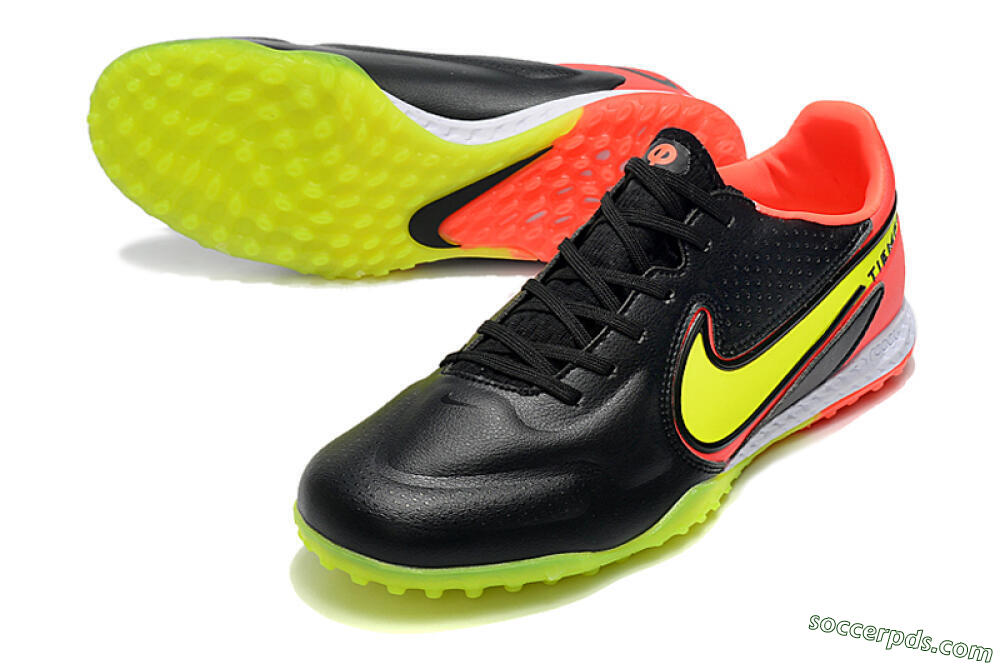 Nike React Tiempo Legend 9 Pro TF Low-Tops Football Shoes - Black/Yellow/Red 3