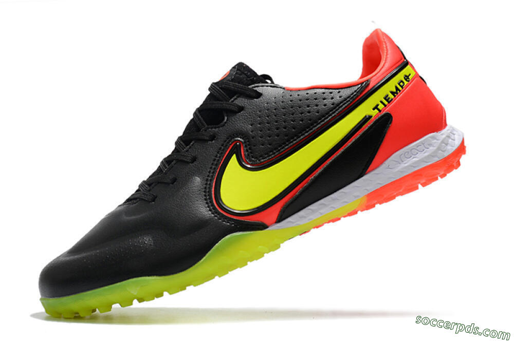 Nike React Tiempo Legend 9 Pro TF Low-Tops Football Shoes - Black/Yellow/Red 5