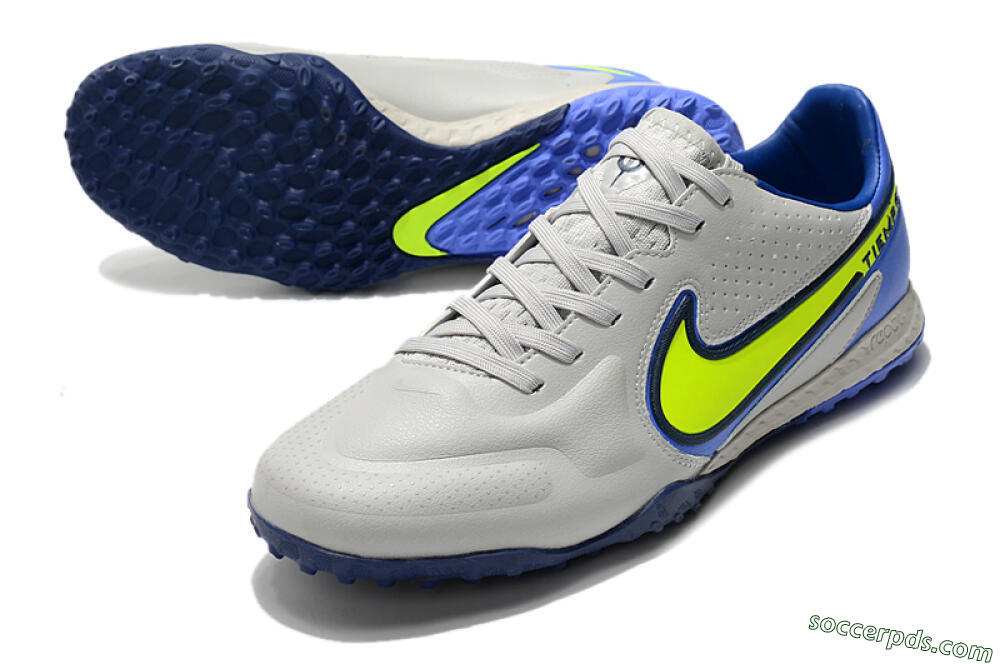 Nike React Tiempo Legend 9 Pro TF Low-Tops Football Shoes - Grey/Yellow/Blue 3