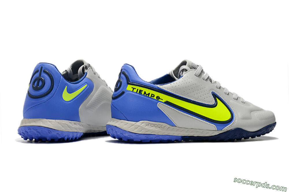 Nike React Tiempo Legend 9 Pro TF Low-Tops Football Shoes - Grey/Yellow/Blue 6