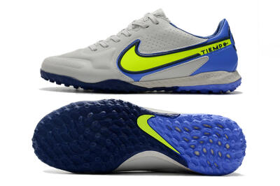 Nike React Tiempo Legend 9 Pro TF Low-Tops Football Shoes - Grey/Yellow/Blue