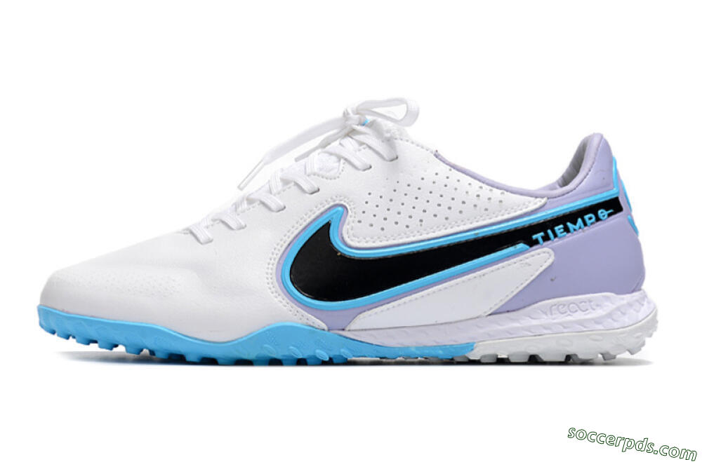 Nike React Tiempo Legend 9 Pro TF Low-Tops Football Shoes - White/Blue/Purple 2