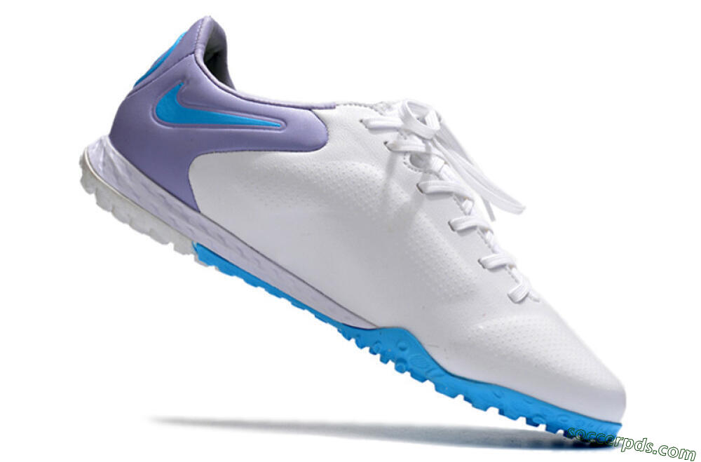 Nike React Tiempo Legend 9 Pro TF Low-Tops Football Shoes - White/Blue/Purple 4