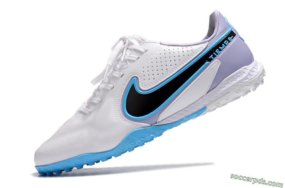 Nike React Tiempo Legend 9 Pro TF Low-Tops Football Shoes - White/Blue/Purple 5