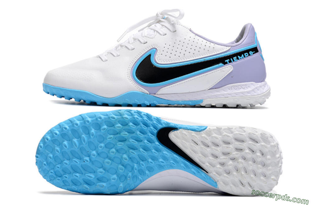 Nike React Tiempo Legend 9 Pro TF Low-Tops Football Shoes - White/Blue/Purple 0
