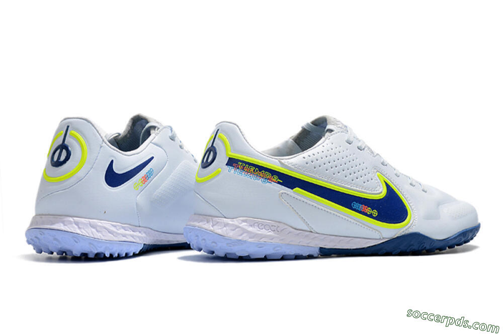 Nike React Tiempo Legend 9 Pro TF Low-Tops Football Shoes - Jade/Yellow/Blue 6
