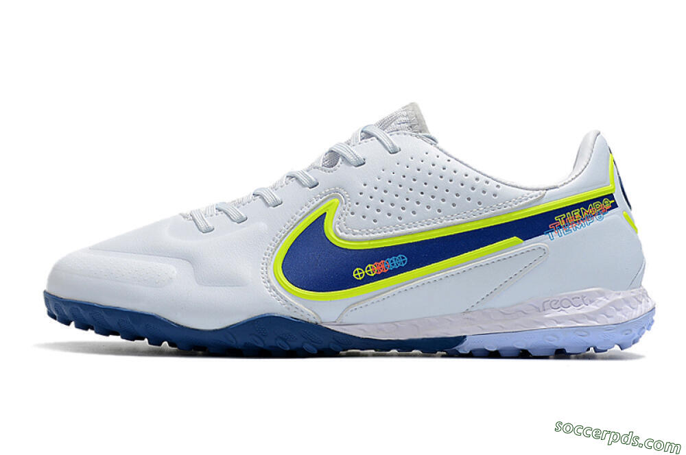 Nike React Tiempo Legend 9 Pro TF Low-Tops Football Shoes - Jade/Yellow/Blue 2