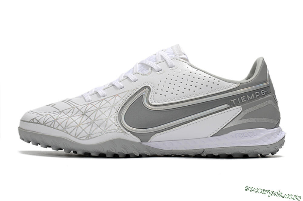 Nike React Tiempo Legend 9 Pro TF Low-Tops Football Shoes - Grey/White 2