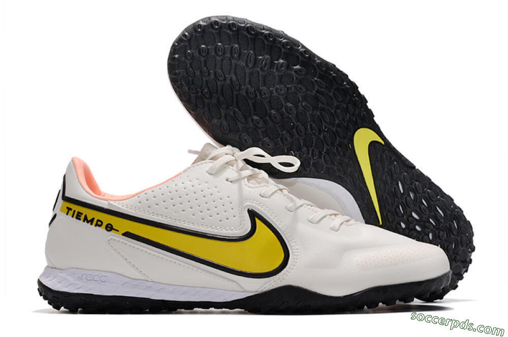 Nike React Tiempo Legend 9 Pro TF Low-Tops Football Shoes - White/Yellow/Black 1