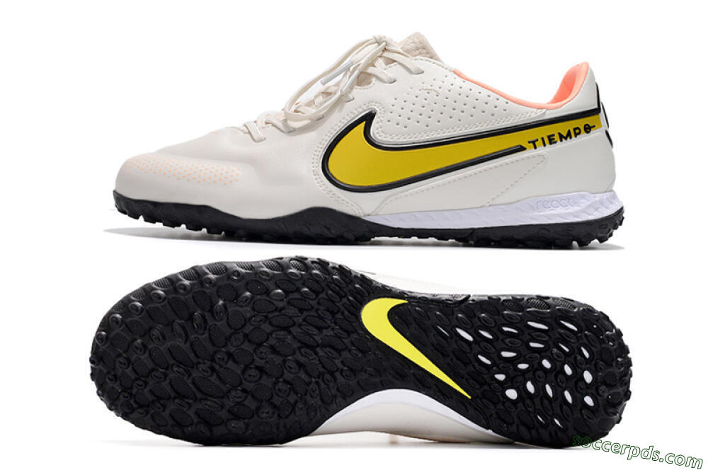 Nike React Tiempo Legend 9 Pro TF Low-Tops Football Shoes - White/Yellow/Black 0