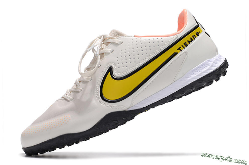 Nike React Tiempo Legend 9 Pro TF Low-Tops Football Shoes - White/Yellow/Black 5
